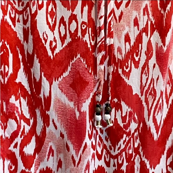 Chico’s Ikat Print Popover Colorful Lightweight Summer Top, Size 0, Orange White - Picture 9 of 12